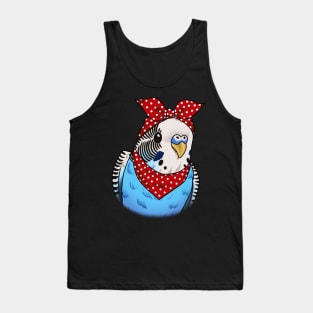 Adorable Budgie Mom with a Pop of Red Polka: A Stylish Avian Delight Tank Top